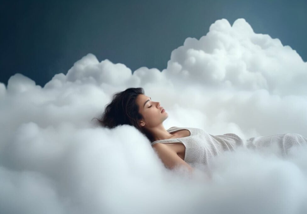 woman sleeping on a cloud, Generative AI